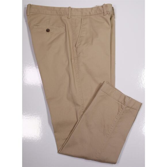 J. Crew Men's Straight Flex Khaki Tan Flat Front Chino Pants 36x30 - Picture 1 of 7